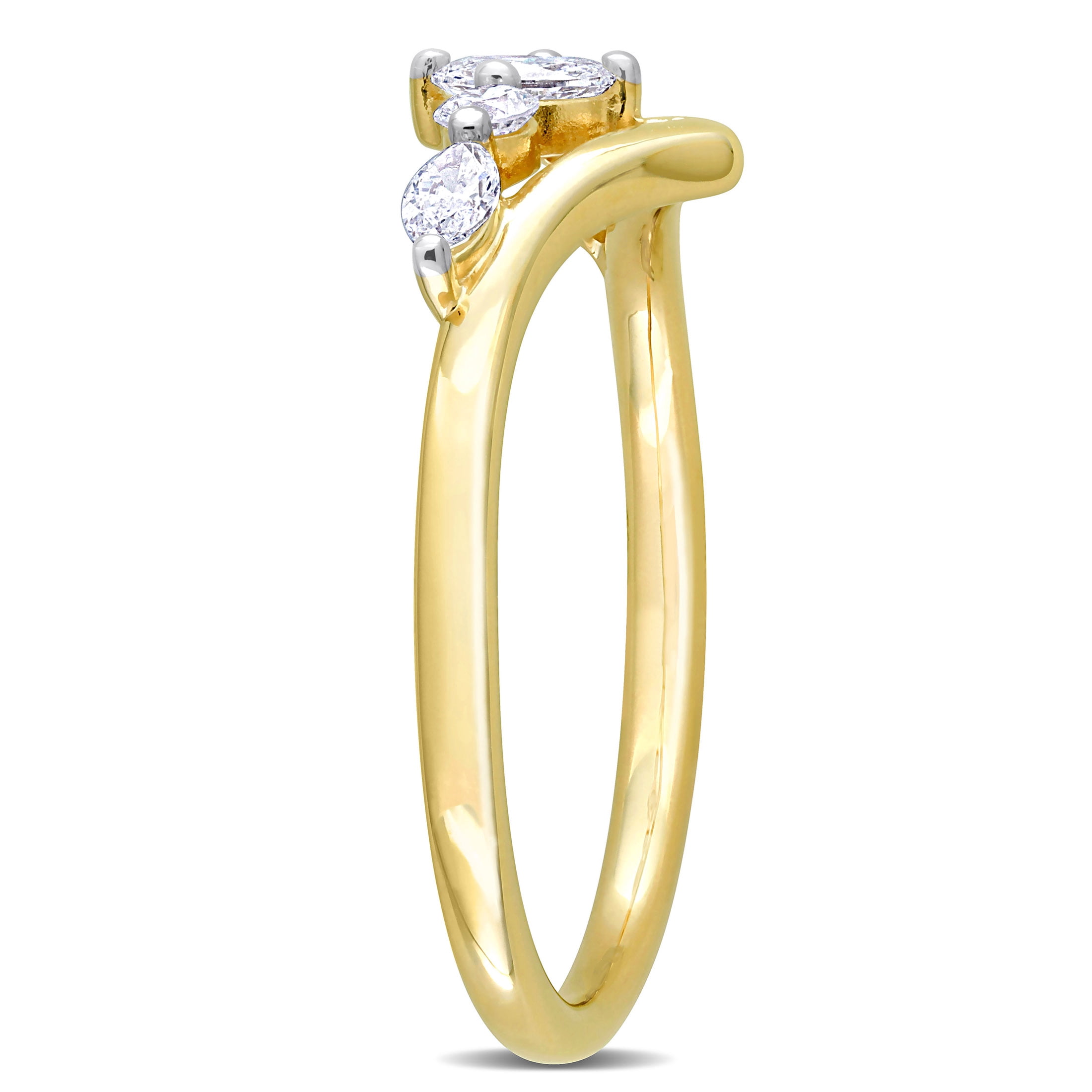 Miabella Women's 1/3 CT T.W. Multi-Shape Diamond 14kt White Gold Engagement Ring