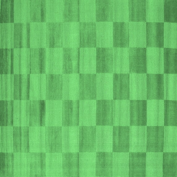 Ahgly Company Indoor Square Checkered Emerald Green Modern Area Rugs, 3' Square