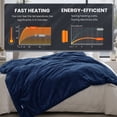 thumbnail image 4 of Dhole Heated Blanket Electric Blanket Twin Waffle, 62x84 Inches，Sherpa Fleece Fast Heating Blanket 6 Heating Levels & 10 Hours Auto Off ETL Certification, Navy, 4 of 8