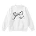 thumbnail image 6 of Girls White Bow Print Long Sleeve Crewneck Sweatshirt Soft Cotton Pullover for Kids,Size 5-6T, 6 of 7