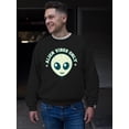 thumbnail image 2 of Alien Emoji Vibes Only - Retro UFO Space Graphic Men's Sweatshirt, 2 of 4