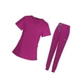 thumbnail image 1 of letairis Ensemble de Vêtements Médicaux Féminin 1/2/3 Col en v Lavable en Machine Manches Courtes Costume Rose Rouge m 1 Pce, 1 of 6
