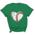 thumbnail image 5 of Afelkas Men's Game Day T-Shirt Baseball Heart Graphic Short Sleeve Tee Sports Fan Top Distressed Stitches Casual Design Green,XXXL, 5 of 5