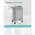 thumbnail image 7 of 90L Laundry Sorter Laundry Basket with Wheels Rolling Laundry Hamper with Removable Liner Dove Grey, 7 of 7