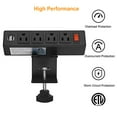 thumbnail image 3 of HHSOET Desk Clamp Power Strip, Desktop Power Outlet Clamp Mount with 2 USB Ports, 4 AC Outlets, Mountable Desk Outlet Removable Power Plugs with 6ft Cord (4AC2USB-Black), 3 of 5