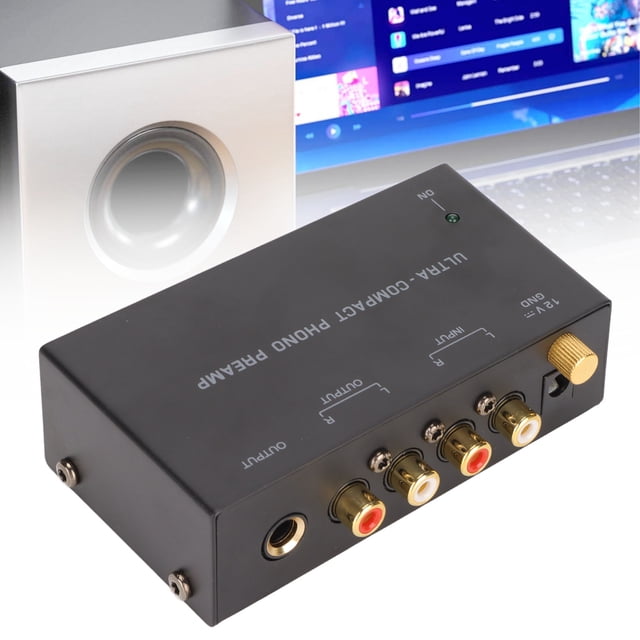 PP400 Phono Turntable Preamp, Stereo Input Preamp for Turntable Mini Electronic Audio Preamplifiers Output Record Player Amplifier with Independent Knob Control 100 240V US