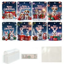 8Pcs Christmas Money Holder Decoration, Merry Christmas Money Holders for Giving Checks Cards,Christmas Money Clip Gifts for Family Friends
