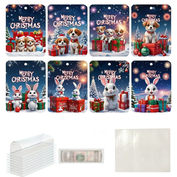 8Pcs Christmas Money Holder Decoration, Merry Christmas Money Holders for Giving Checks Cards,Christmas Money Clip Gifts for Family Friends