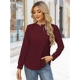 thumbnail image 4 of Waffle Knit Shirts for Women Burgundy XXL, 4 of 8