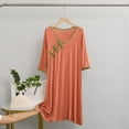 thumbnail image 2 of Kaemgyyd Night Gowns for Women Trendy Comfy Flowy Sleepwear Casual 3/4 Sleeves Crew Neck Loose Soft Pajama Dress, 2 of 3