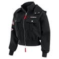 thumbnail image 2 of Women's WEAR by Erin Andrews  Black Kansas City Chiefs Tri-Blend Patch Pocket Cropped Full-Zip Bomber Hoodie Jacket, 2 of 5