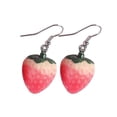 thumbnail image 1 of par de pendientes de fresa, pendientes de fresa de moda, pendientes de fresa, ganchos para la oreja (gancho para la oreja plateado), 1 of 1