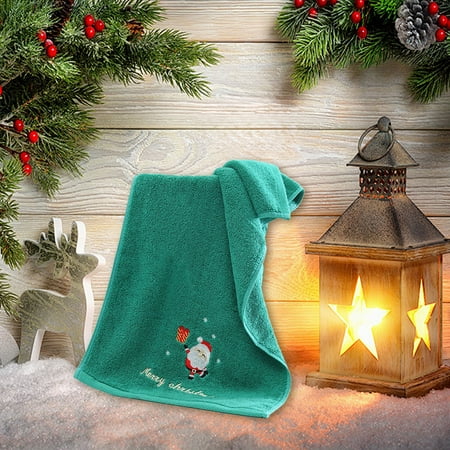 JingChun 1Pc Christmas Hand Towel for Bathroom Kitchen Decorative Dish Towels Embroidered Holiday Design Christmas Towels Gift