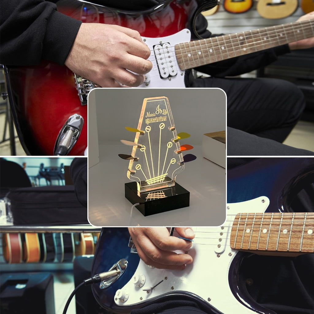 Oasiva Clear Guitar Pick Stand Pick Box with Base Guitar Pick Holder Guitar Pick Display Case, Acrylic Guitar Display Easel