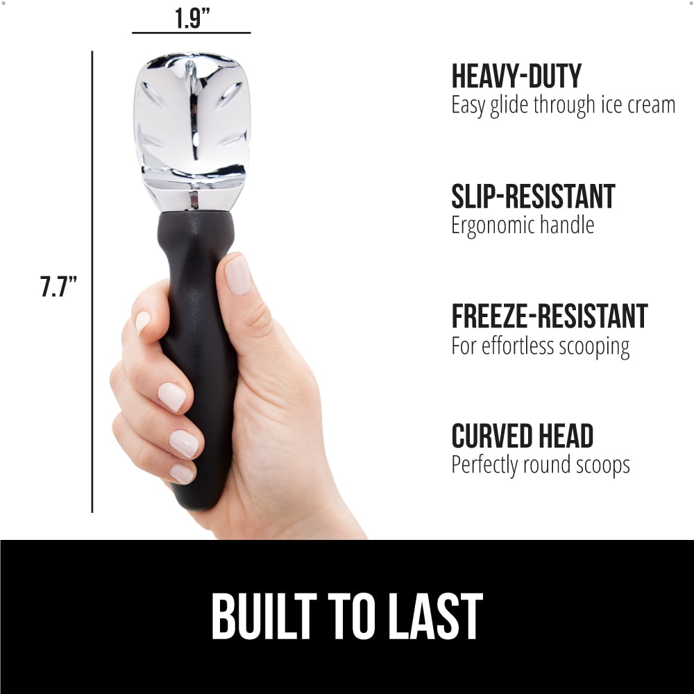 GORILLA GRIP Ice Cream Scoop Professional Grade Ice Cream Scooper for Perfect Round Scoops Black