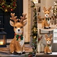 thumbnail image 6 of SPOORYYO Christmas Light Up Reindeer Statue Sitting Deer Figurine with LED Holly Collar Battery Operated Holiday Outdoor Indoor Decor, 6 of 7