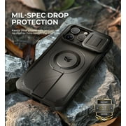 Dexnor for iPhone 15 Pro Max Case with Slide Camera Cover & Adjustable Kickstand & Built-in Screen Protector,Compatible with MagSafe Shockproof Bumper Heavy-Duty Magnetic Protective Cover,Black