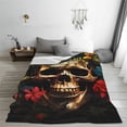 thumbnail image 5 of Pofeuu Butterfly Flower Plant Skull Print Ultra-Soft Micro Fleece Blanket,for Bed Or Sofa,All Season Throw Blankets Flannel Blanket-50"x40", 5 of 7