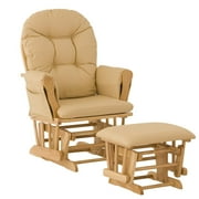 Stork Craft Custom Hoop Glider & Ottoman-Color:Khaki Cushions,Finish:Natural Finish