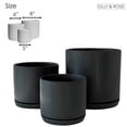 Matt Black Plant Pots Garden Planters Set 3 Indoor Outdoor Ceramic