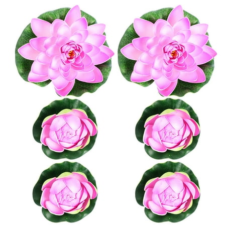 

Guichaokj 6PCS Simulation Lotus Lilies Artificial Plastic Pond Plants Home Decoration - 4PCS Size M and 2PCS Size L (Pink)