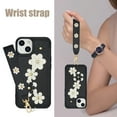 thumbnail image 4 of for iPhone 15 6.1-inch Crossbody Wallet Case, Women Flip Cover Flower Design PU Leather Kickstand Card Holder Slots Wrist Strap Lanyard Purse Phone Case for iPhone 15, Black, 4 of 9