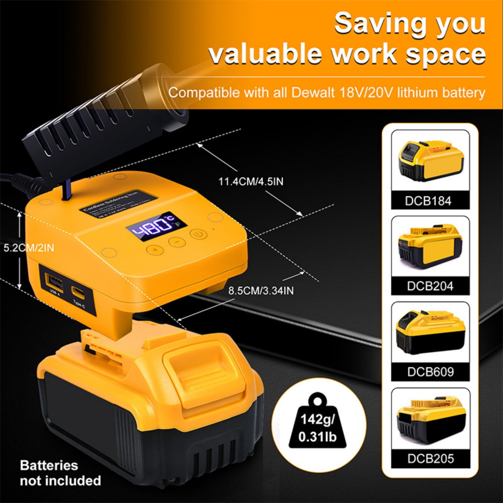 High Power 60W Cordless Soldering Iron Portable Design LED Indicators ABS Metal Construction Fit for Welding Electronics