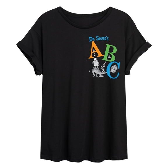 Dr. Seuss - ABC Book Cover - Juniors Oversized Graphic T-Shirt