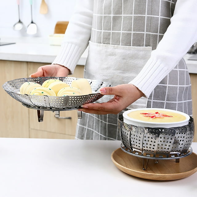 Steamer Basket Vegetable Steamer Stainless Steel Folding Expandable Steamer for Vegetable Steaming Food Steamer for Cooking Fit Various Size Pot