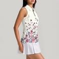 thumbnail image 4 of Golf Shirts for Women Sleeveless Zip Collared Athletic Tank Tops with Print, Golf and Tennis Performance Top White M, 4 of 6