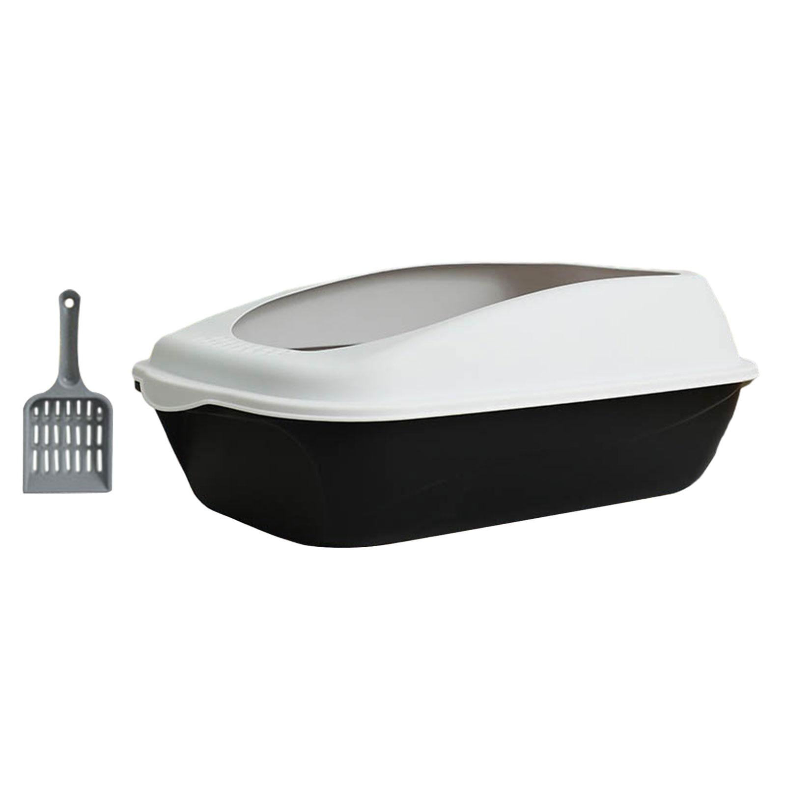 Open Cats Toilet Litter Pans Easy to Clean Splashproof Cat Small Dogs Bedpan Kitten Potty Pan for Small Animals Rabbit Kitten , Black
