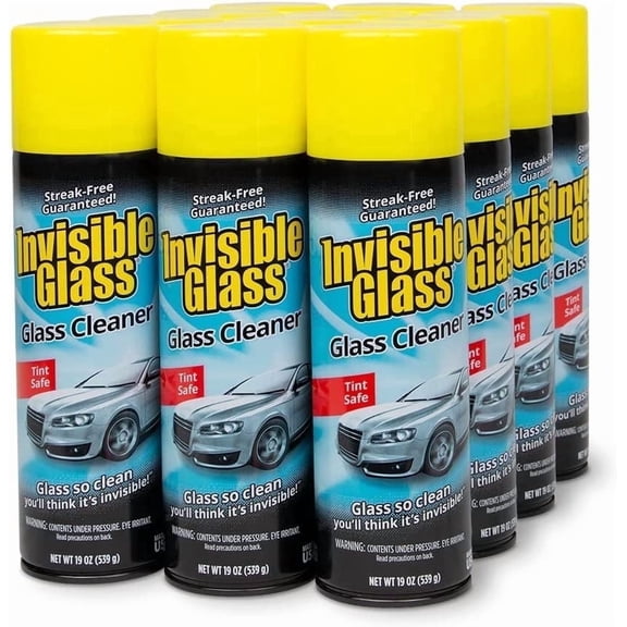 Invisible Glass 91164-12PK Premium Glass and Window Cleaner for Auto and Home Cleans Glass, Windows, Windshields, Navigation Screens, and More, Streak-Free, Ammonia-Free, Tint-Safe, 19 Oz, Pack of 12