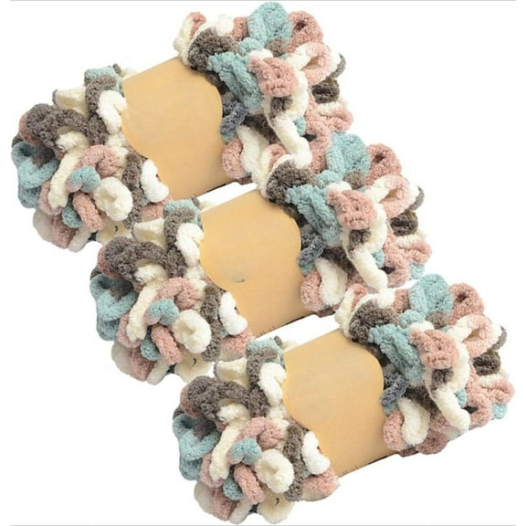 Minzimin 3Pack Chunky Blanket Yarn Chenille Finger Loop Yarn for Hand Knitting Blankets