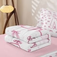 thumbnail image 5 of Homewish Kawaii Coquette Bowknot Zipper Twin Comforter Sets with Fitted Sheet and 2 Pillowcases,Pink M Alphabet Zipper Bedding Set For Bow Lovers,Pink Reversible,4 Pieces, 5 of 7