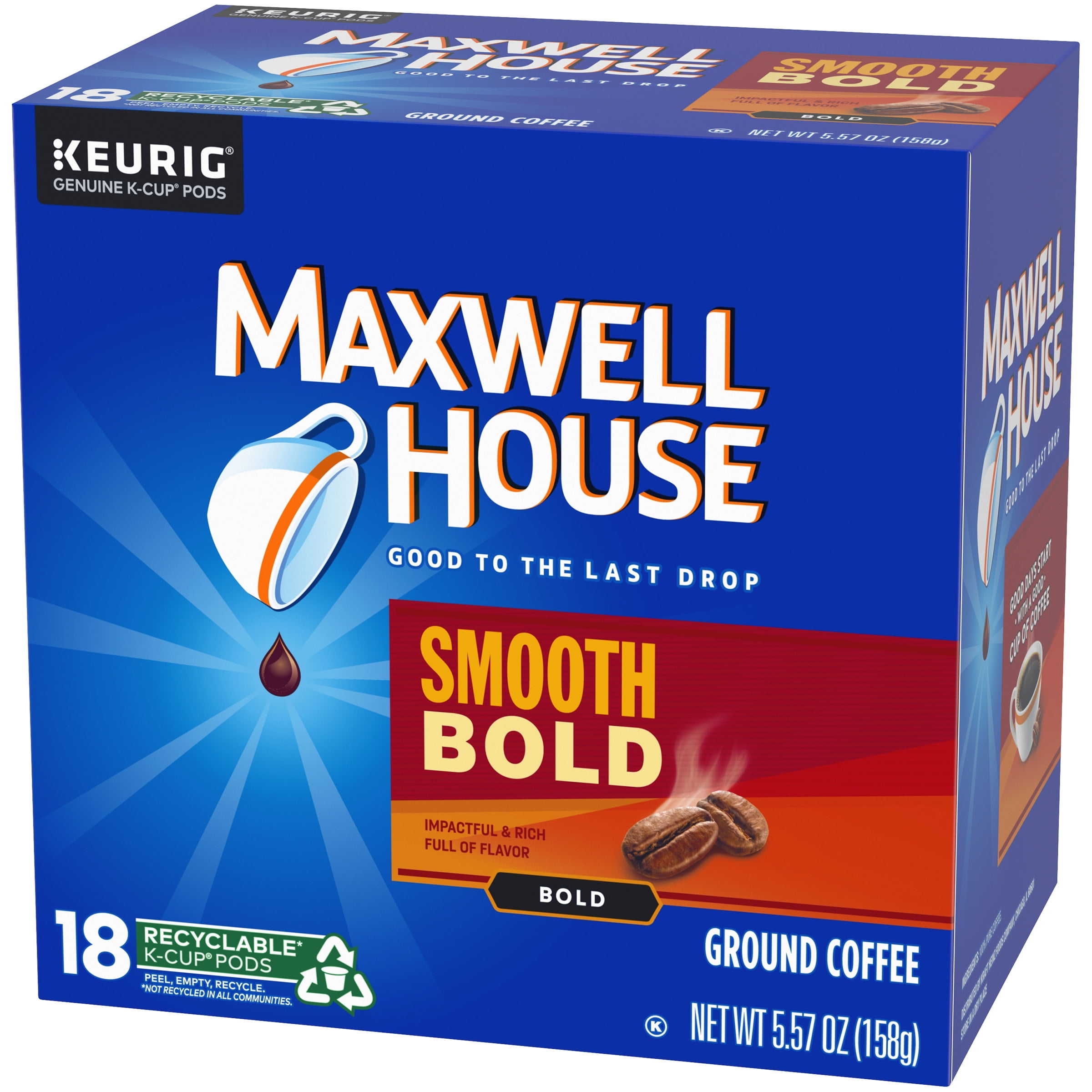 Maxwell House Smooth Bold Dark Roast K-Cup® Coffee Pods, 18 ct Box