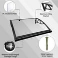 thumbnail image 3 of Jacgood 40"x80" Large Sink Awnings Canopy for Rain Snow Protection Black Bracket & Transparent Board, 3 of 9