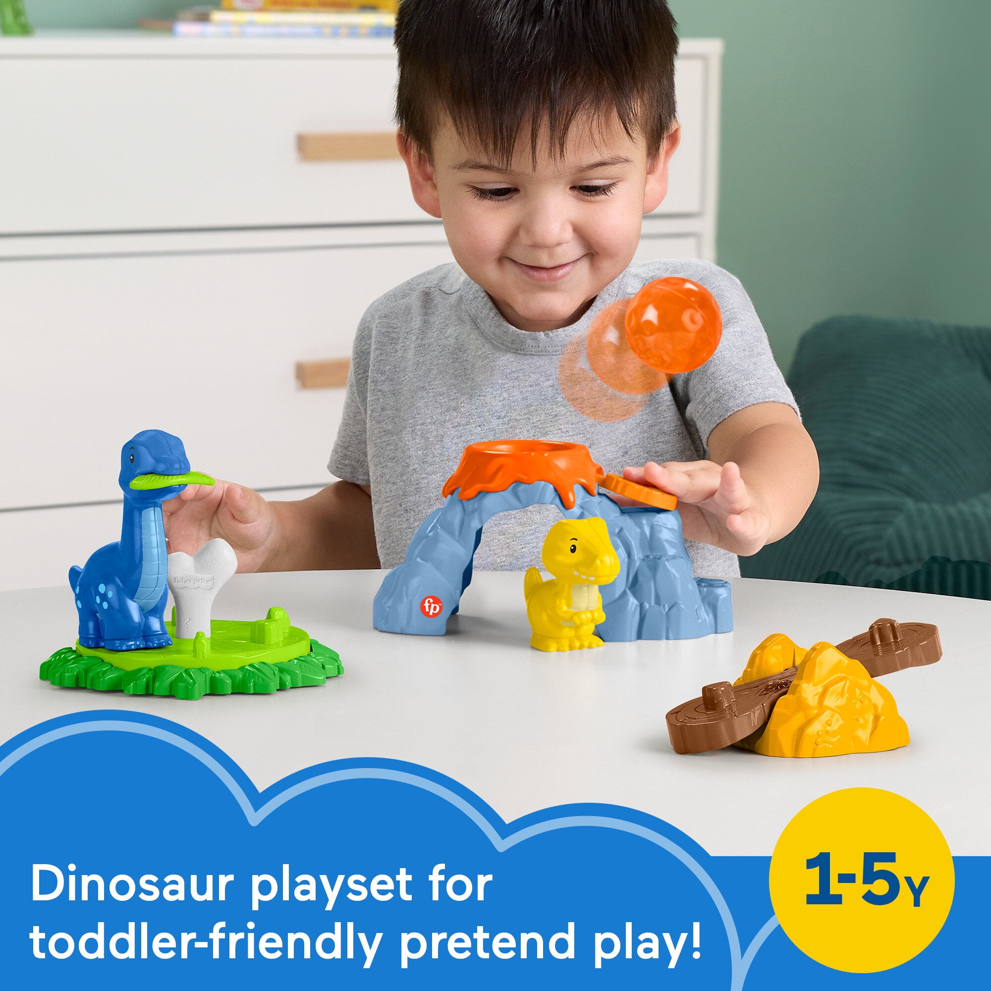 FisherPrice Little People Spin & Play Dinosaur Playground Toddler Playset, 6 Pieces  (图3)