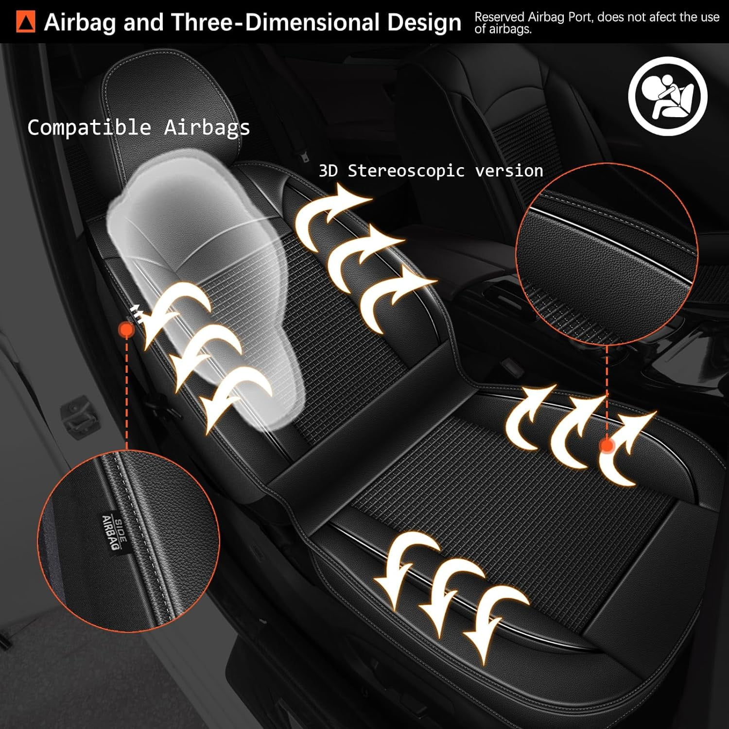 IKABEVEM Fit for Toyota RAV4 2013-2024 Ice Silk Leather Breathable Waterproof Seat Covers (5 Seats & Black)