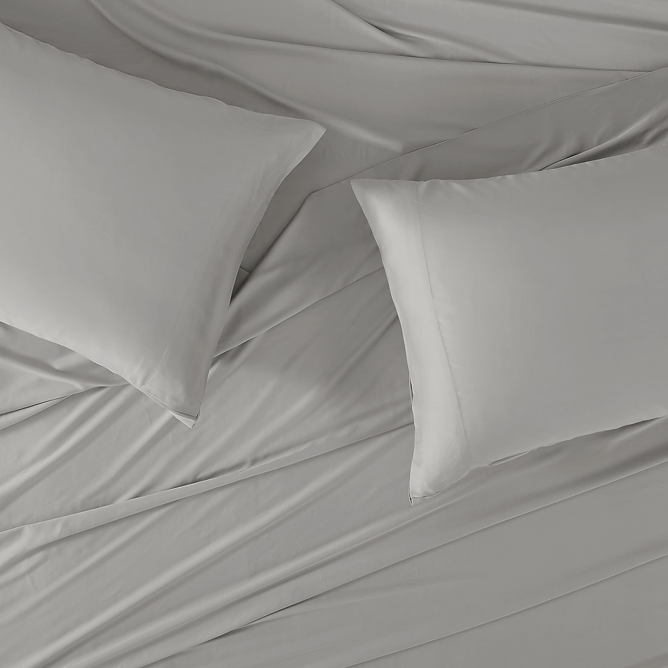 Brooklyn Loom 300 Thread Count Sateen 100% Rayon from Bamboo Deep Pocket 4 Piece King Sheet Set in Grey, All Season, Adult Size, OEKO-TEX Certified