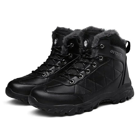 

SHENZHHONGFUKJ Men‘s Warm Comfortable Snow Boots Anti-skid Wear-resistant Hiking Shoes Fleece Lined Outdoor Trekking Ankle Boots Winter Gear for Cold Weather Adventurers