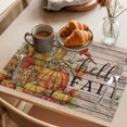 thumbnail image 3 of Hello Fall Placemats Set of 2, Orange Pumpkins Birds Vintage Thanksgiving Washable Wipeable Table Mats for Dining Tables, Indoor Outdoor Kitchen Place Mats for Holiday Party Table Decor, 3 of 9
