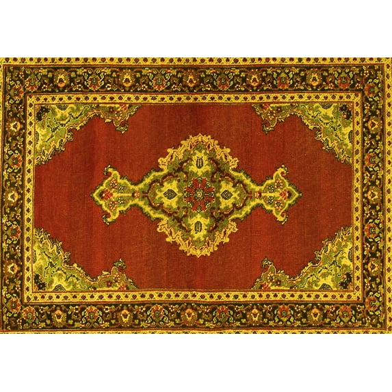 Ahgly Company Indoor Rectangle Persian Yellow Traditional Area Rugs, 8' x 10'