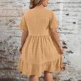 thumbnail image 4 of Tianiyouqing Pleated Dresses for Women 2024 Oversized Plus Size Ruffle Tiered Layered Flowy Pleated Dresses Short Sleeve Crew Neck Party Midi Dresses Khaki 5XL, 4 of 7