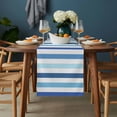 thumbnail image 2 of Blue Striped Table Runner - 60 Inch Long, Kitchen Dining Table Runner Dresser Scarves, Navy Ombre Sky White Geometric Ocean Farmhouse Decor for Coffee Tables Wedding Party Banquet, 2 of 8