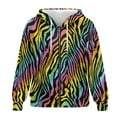 thumbnail image 4 of SCRAWLGOD Colorful Zebra Stylish Full Zipper Hoodies for Women Hooded Long Sleeve Sweatshirt Autumn Winter Outfits Loose Fit Clothes with Drop Shoulder Design, 3XL, 4 of 7