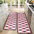thumbnail image 4 of Kitchen Rugs Sets Of 2,Pink and Black Argyle Pattern Anti Fatigue Kitchen Mat Rugs Non Slip Washable,Decorative Kitchen Floor Mats for Kitchen,Sink,Laundry,17"x47"+17"x47", 4 of 5