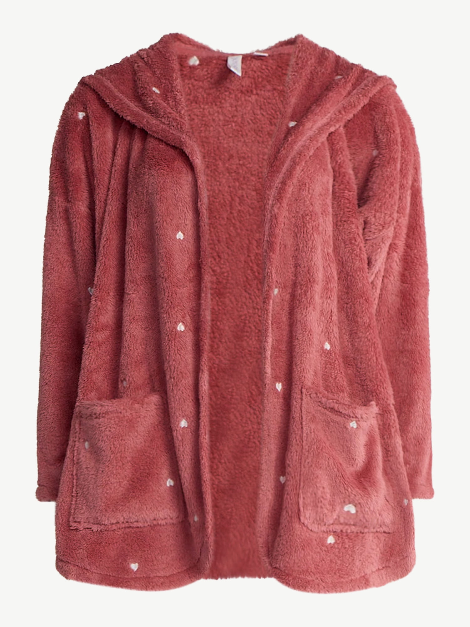 Joyspun Women’s Plush Sleep Cardigan, Size XS-3XL