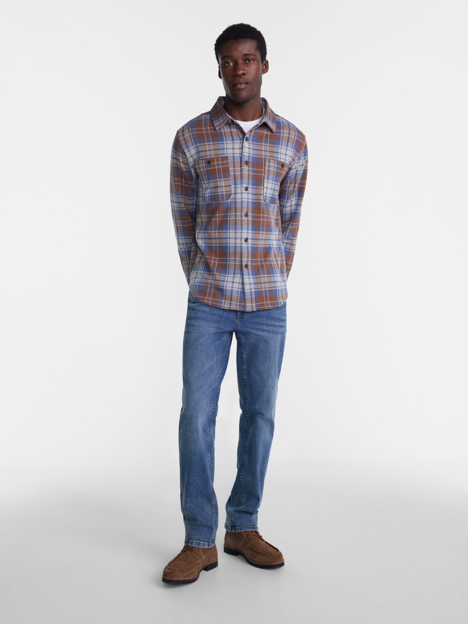 George Men's Knit Overshirt with Long Sleeves, Sizes XS-4XLT