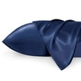 thumbnail image 1 of Juego de fundas de almohada Bedsure King Satin 51 x 91 cm, azul marino, 2 unidades, 1 of 9