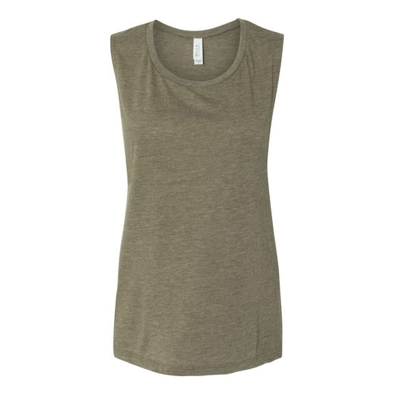 BELLA   CANVAS - Women's Flowy Scoop Muscle Tank - 8803 - Heather Olive - Size: 2XL